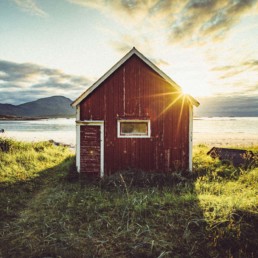 red cabin snow norway landscape fine art print