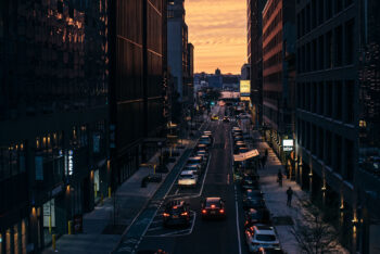 urban street sunset between buildings city fine art photography print