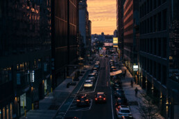 urban street sunset between buildings city fine art photography print